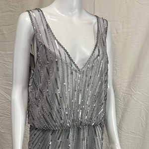 V-neck, Silver beaded cocktail/party dress